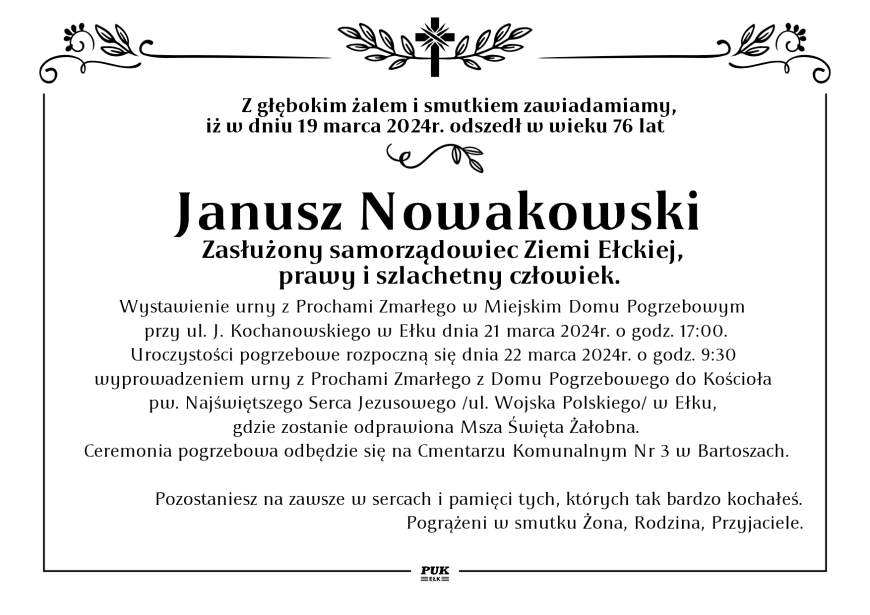 Janusz Nowakowski - nekrolog